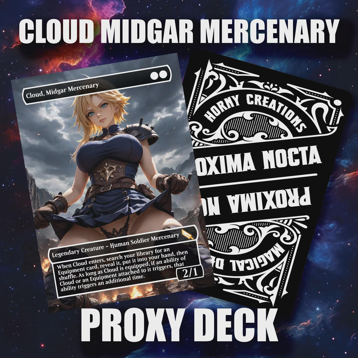 Cloud, Midgar Mercenary | Sexy Custom Proxy Commander Deck | Mono-White Voltron | Equip EVERYTHING